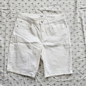 Lee Riders Midrise White Bermuda Shorts